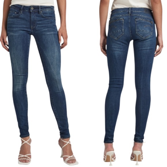 G STAR RAW Midge Zip Mid Skinny Jeans - Picture 1 of 13